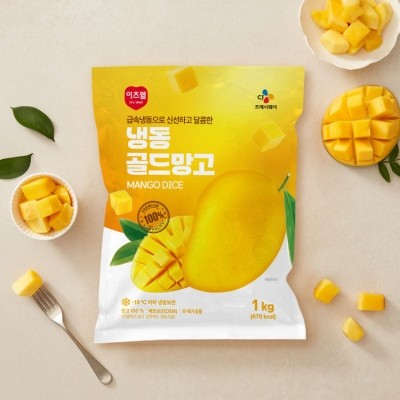 CJ프레시마켓,[직영특가]이츠웰 냉동골드망고 1kg (다이스 20mm)