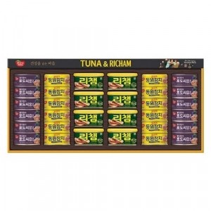 [동원선물세트] 튜나리챔 6호 (포도씨유 참치 150g 12캔+라이트스탠다드참치 135g 12캔+리챔 오리지널 200g 8캔)