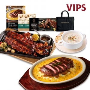 [빕스] ★설 명절선물세트★오리지널바비큐폭립(600g)+카우보이버터크림스테이크(357g)+양송이스프(230g)X2팩_선물포장