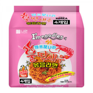 제주 까르보나라 불딱새우 볶음라면 135g x 4개입 번들형 탕비실 봉지라면 매운라면