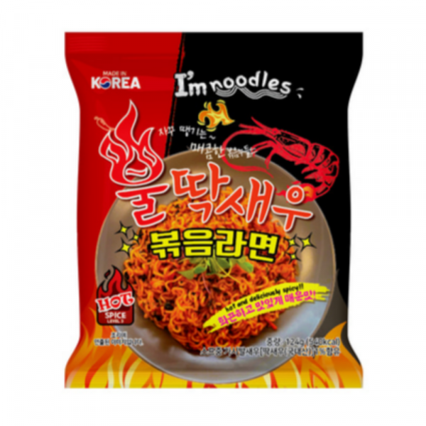 CJ프레시마켓,제주 불딱새우 볶음라면 오리지날 124g x 4개입 번들형 탕비실 봉지라면 매운라면