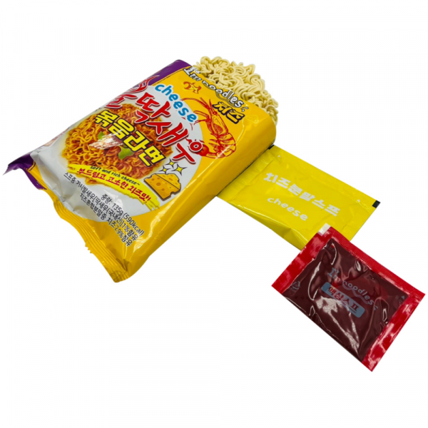CJ프레시마켓,제주 치즈 불딱새우 볶음라면 4개입 135g 번들형 탕비실 봉지라면 매운라면