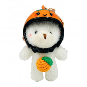 헬멧 곰 키링(대) 화이트 키홀더 열쇠고리 백팩 가방고리 여행 선물 기념품