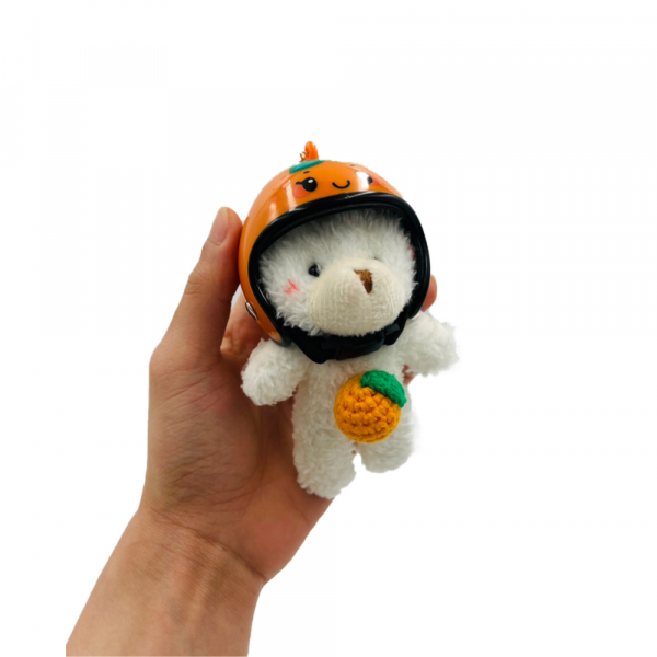 CJ프레시마켓,헬멧 곰 키링(대) 화이트 키홀더 열쇠고리 백팩 가방고리 여행 선물 기념품