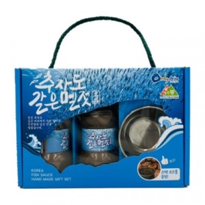 제주 추자도 갈은 멜젓 선물세트 150ml x 2개입 + 스텐볼 휴대용 캠핑용 삼겹살 소스 국산양념