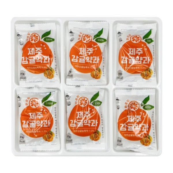 CJ프레시마켓,하르방 제주 감귤 약과 30g x 6개입 전통한과 기념품 특산품 간식