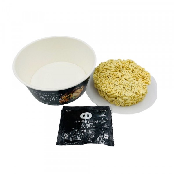CJ프레시마켓,제주 흑돼지 라면 돗멘 컵 118g 야식 여행선물 기념품 탕비실