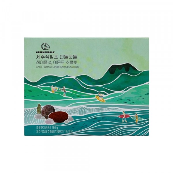CJ프레시마켓,제주 석창포 밧돌,안돌 헤이즐넛,아몬드 초콜릿 2종세트 180g 여행선물 기념품 사무실간식